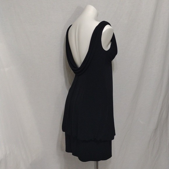 Eliza J Missy V-neck Backless Bubble Hem Black Cocktail Formal Party Dress US 8 - Picture 7 of 9